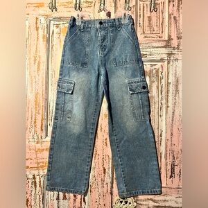 Light Blue Cargo Denim Jeans for Kids